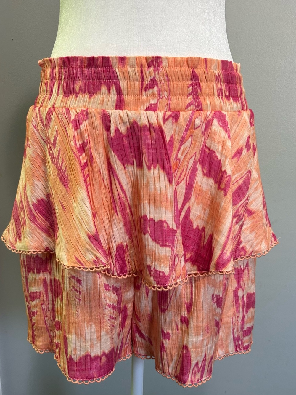 Nicole Miller AmberDouble Tiered Skort Pink Orange Skirt Shorts Light Soft M